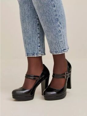 torrid Black Patent Double-Strap Mary Jane Platform Heels